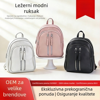 Ženski bucket ruksak od PU kože, velik kapacitet, casual i za putovanja, lagan, gradski minimalistički stil