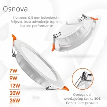 Fuzhao LED ugrađeni downlight za plafon, nehrđajući čelik, završna obrada kovanog željeza, 4–6 inča, usmjereno svjetlo