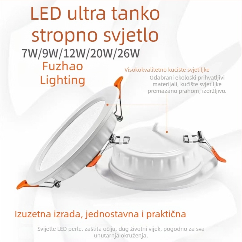 Fuzhao LED ugrađeni downlight za plafon, nehrđajući čelik, završna obrada kovanog željeza, 4–6 inča, usmjereno svjetlo