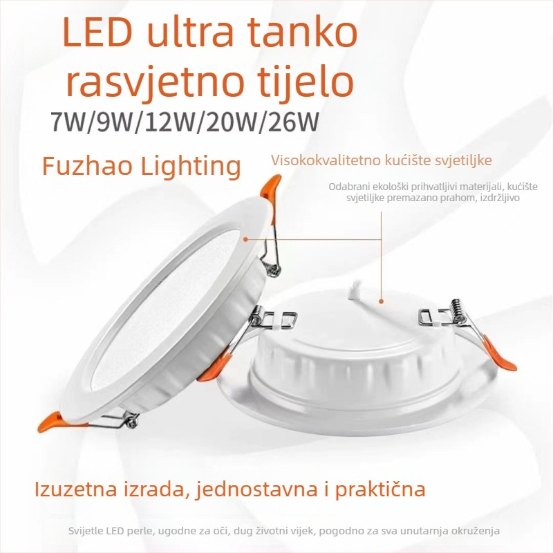 Fuzhao LED ugrađeni downlight za plafon, nehrđajući čelik, završna obrada kovanog željeza, 4–6 inča, usmjereno svjetlo