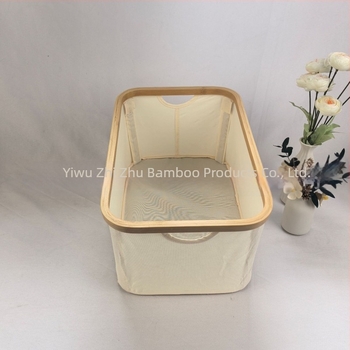 Sklopiva košara za pohranu 45×30×22 cm, bambus i Oxford tkanina, 30 L, japanski stil
