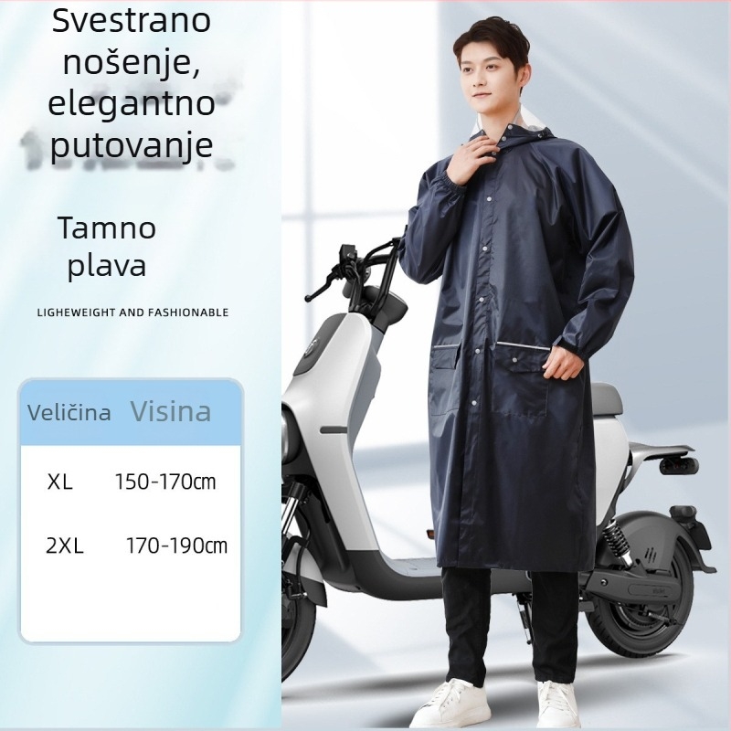 Duga kišna pončo za jednu osobu, unisex, za vožnju biciklom ili električnim skuterom, stilizirano