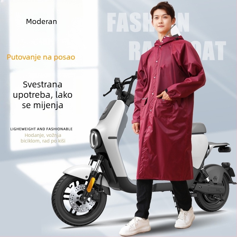 Duga kišna pončo za jednu osobu, unisex, za vožnju biciklom ili električnim skuterom, stilizirano