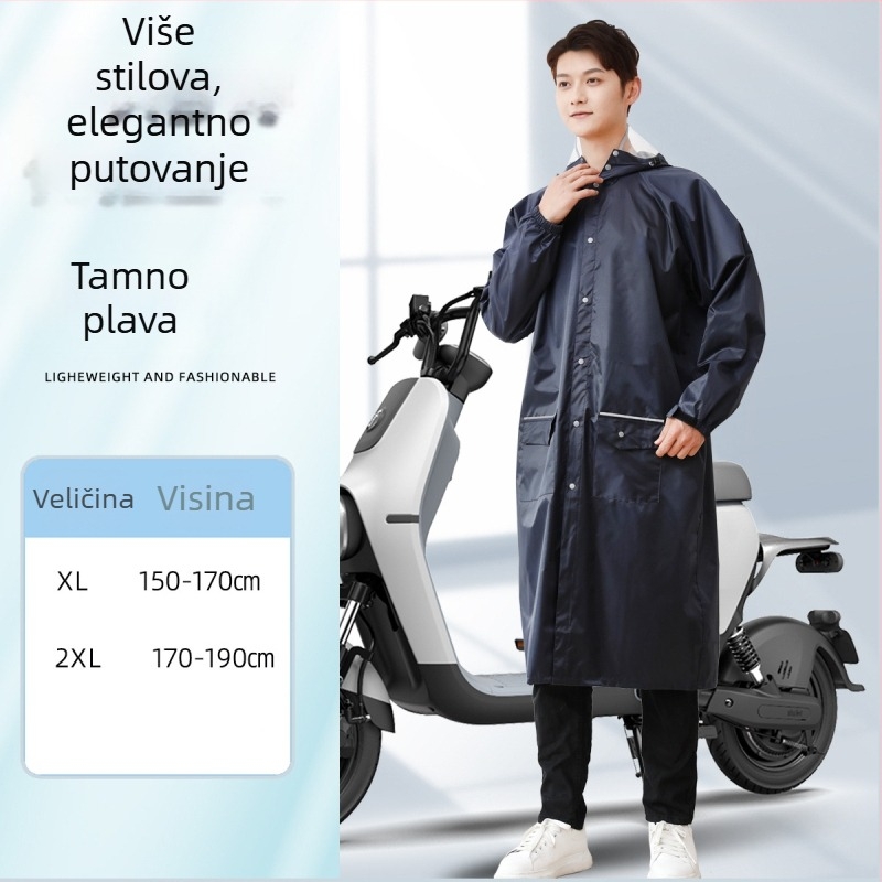 Duga kišna pončo za jednu osobu, unisex, za vožnju biciklom ili električnim skuterom, stilizirano