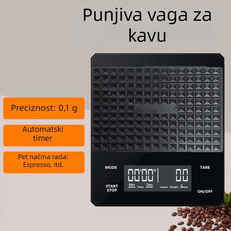 Mini pametna vaga za kavu s automatskim tajmerom — precizna elektronička vaga za pour-over i espresso, višefunkcionalna