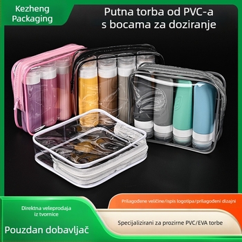 Prilagođena PVC putna torba za kozmetiku i higijenu, prozirna vodootporna torbica sa zatvaračem, velika kapaciteta