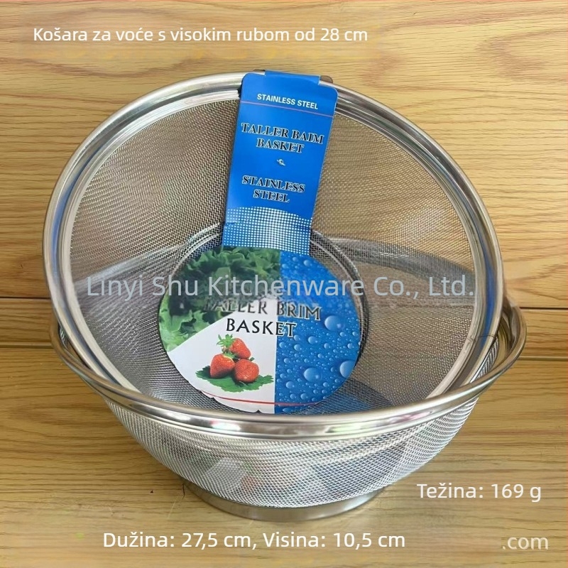 28 cm košar za voće s visokim bočnim zidom, moderna kuhinjska košara za odvodnju