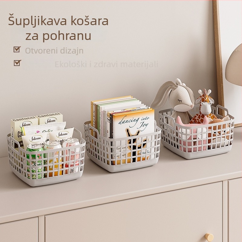 Plastična košarica za pohranu grickalica i sitnica, kućni organizator za kuhinjske ormariće i studentski ormar.