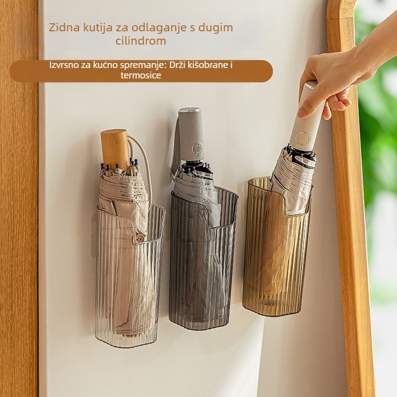Zidni držač za kišobrane, bez bušenja, kreativan minimalistički dizajn, plastična kutija za duge kišobrane