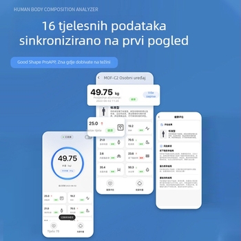Pametna vaga za tjelesnu masnoću s Bluetoothom – kućna upotreba, precizno mjerenje tjelesne masnoće i tjelesne težine uz glasovni vodič