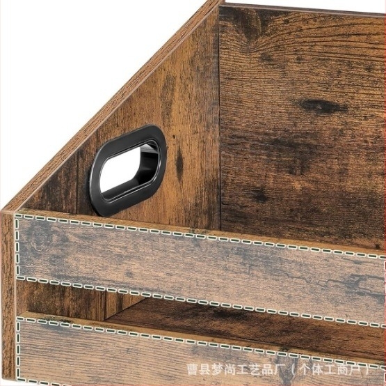 Drvena košara za pohranu vinilnih ploča i časopisa, masivno drvo, stolni kućni organizator, modern stil minimalistički