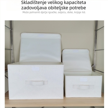Kutija za skladištenje od pamukasto-lanene tkanine sa poklopcem za odjeću, igračke i knjige