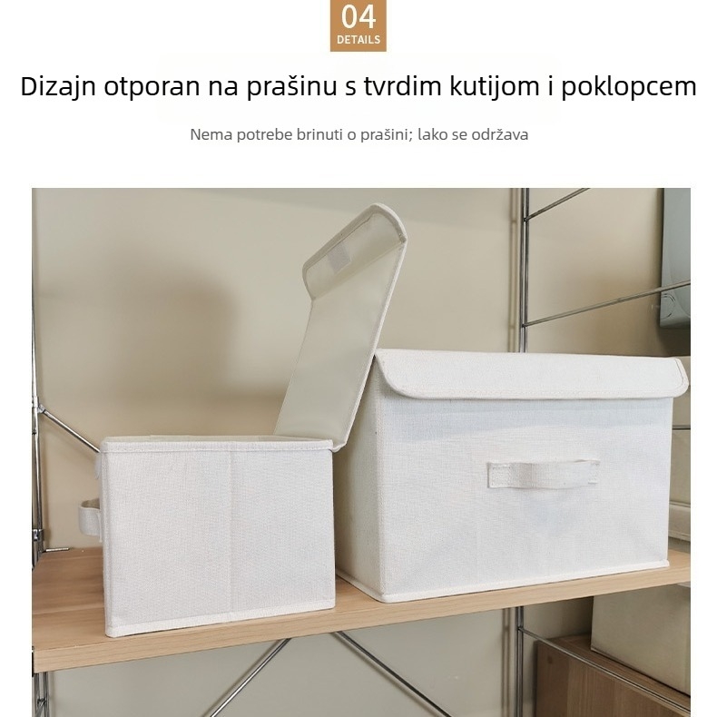 Kutija za skladištenje od pamukasto-lanene tkanine sa poklopcem za odjeću, igračke i knjige