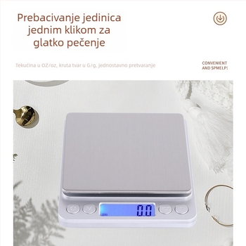 Prijenosna elektronička kuhinjska vaga, precizna, nehrđajući čelik, mjerenje u gramima za kuhanje i pečenje