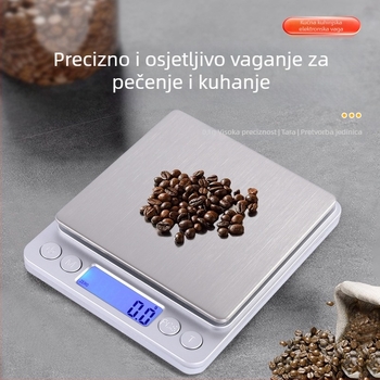 Prijenosna elektronička kuhinjska vaga, precizna, nehrđajući čelik, mjerenje u gramima za kuhanje i pečenje