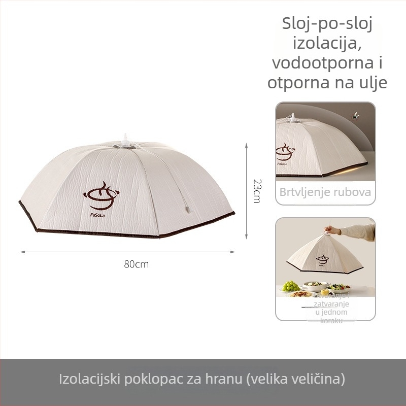 FaSoLa Sklopivi kuhinjski poklopac za posuđe — zaštita od prašine i toplinska izolacija za ostatke hrane