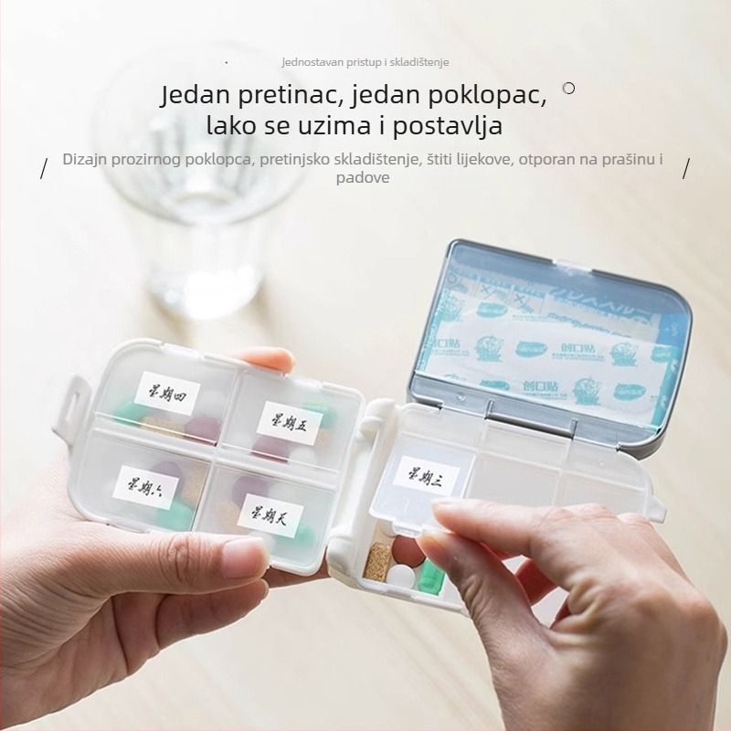 Kamijo prijenosna kutija za tablete, otporna na vlagu, s tjednim pretincima, kompaktna mini kutija za lijekove
