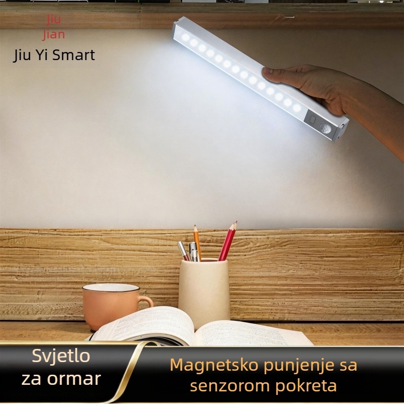 Ultra-tanki LED svjetlo sa senzorom pokreta, punjiva magnetska LED traka za ormariće, garderobe i vinske ormariće.
