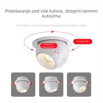 LED spot za zidno pranje s punim spektrom, uskim rubom, anti-sjajem, ugrađena sferna LED dioda visokog CRI