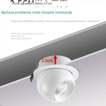 LED spot za zidno pranje s punim spektrom, uskim rubom, anti-sjajem, ugrađena sferna LED dioda visokog CRI