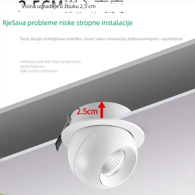 LED spot za zidno pranje s punim spektrom, uskim rubom, anti-sjajem, ugrađena sferna LED dioda visokog CRI