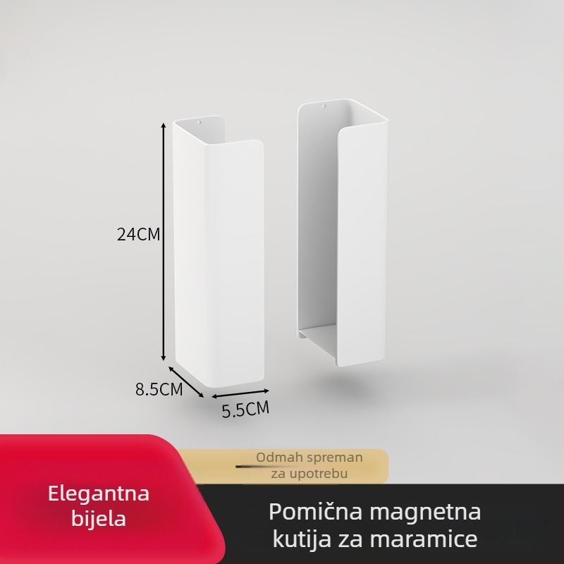 Magnetska kutija za papirnate ubruse za bočnu stranu hladnjaka, kuhinjski držač ubrusa i posuda za vlažne maramice, bez bušenja