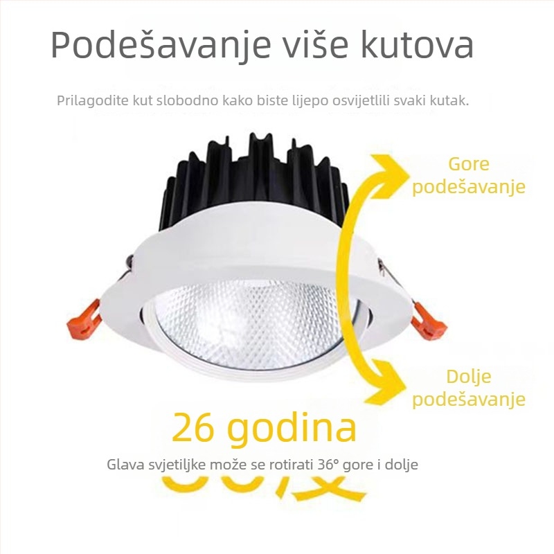 LED ugrađeni downlight s COB spotom, skriveno stropno svjetlo, Bullseye LED spot za dnevni boravak, kućnu i komercijalnu upotrebu