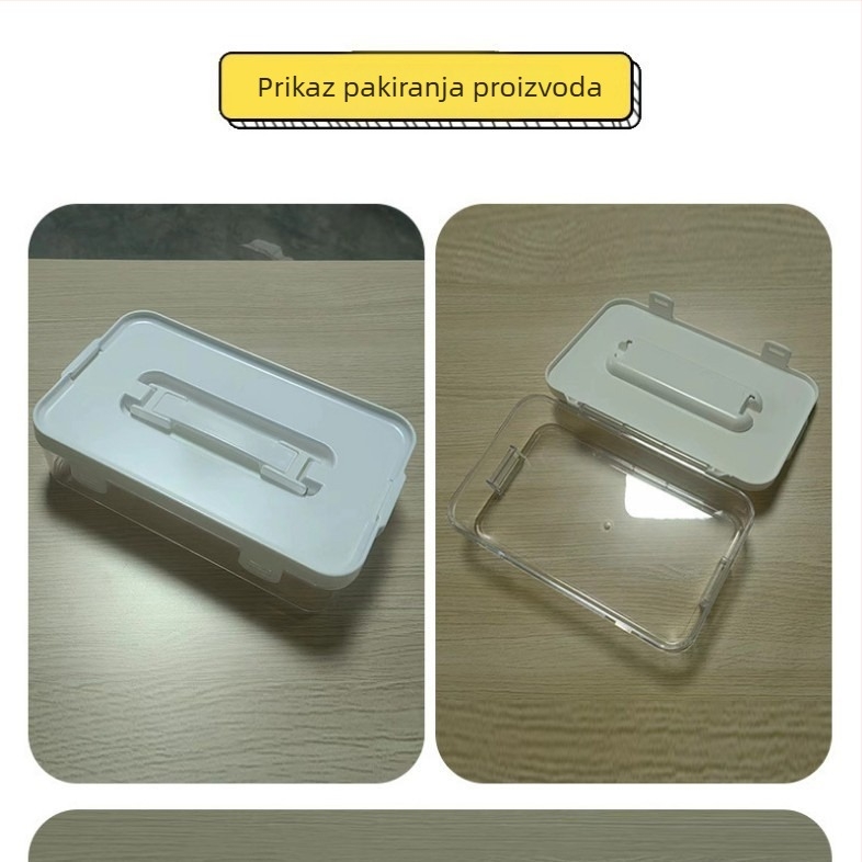 Prozirna stolna kutija za pohranu s poklopcem, prijenosni organizator za školske potrepštine, može se slagati, velik kapacitet