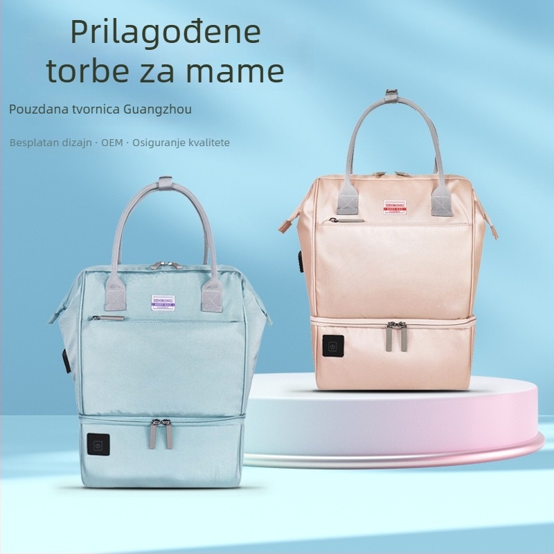 Prilagođena torba za mamu, visokokvalitetna najlonska torba za pumpu za dojenje i pelene, prenosna torba za mlijeko za bebu, ramena torba za majčinstvo