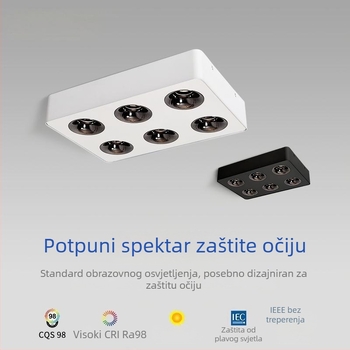 Minimalistički ultra-tanki površinski montirani downlight sa šest glava, anti-blještav COB LED osvjetljenje za dnevni boravak i spavaću sobu.