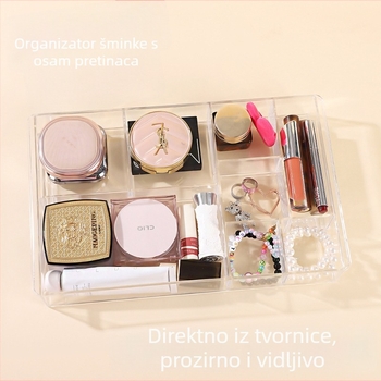 Kutija za kozmetiku s osam pretinaca, plastični stolni organizator za njegu kože i nakit