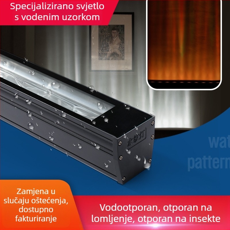 Vodootporna LED zidna svjetiljka s 3D dinamičkim vodnim uzorkom, projekcijska zidna rasvjeta za bar/KTV, atmosfera plamena u pozadini