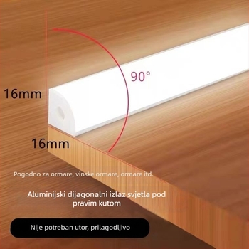 LED traka u V-obliku, 220V, bez bušenja, bez pretvarača, kutni zidni nosač za ormariće, vinske ormariće, kupaonicu i rasvjetu ispred ogledala