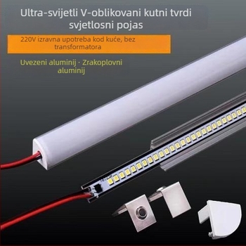 LED traka u V-obliku, 220V, bez bušenja, bez pretvarača, kutni zidni nosač za ormariće, vinske ormariće, kupaonicu i rasvjetu ispred ogledala