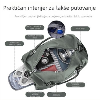 Unisex torba za poslovna putovanja s ramenom i crossbody remenom, odjeljak suhe i mokre, kapacitet 20–35 L