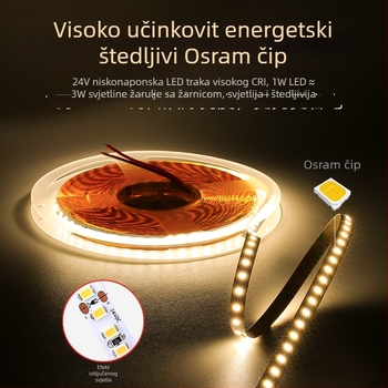 LED COB traka s samoljepljivom podlogom, 24V, aluminijski kanal, OSRAM patch strip, 120 LED/m, 2835, 10 W/m, unutarnje rasvjetne, CRI≥90