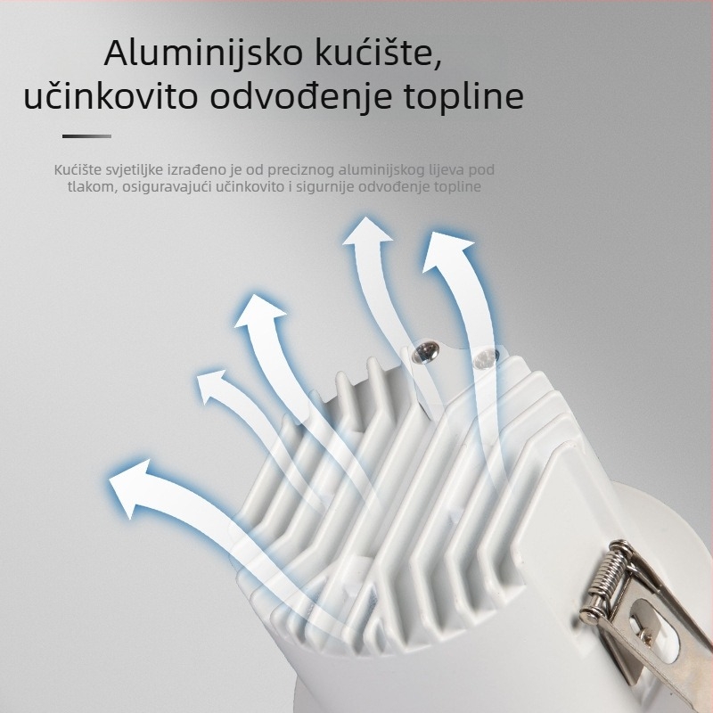 LED ugrađeni downlight 75 mm za kućnu upotrebu – spavaća soba, dnevni boravak, hodnik, osvjetljenje bez odsjaja
