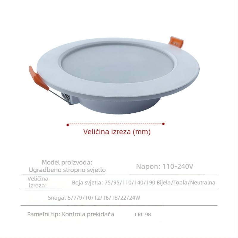 LED ugrađena stropna downlight cilindričnog oblika za dnevni boravak i hodnik, unutarnje osvjetljenje trgovina odjećom