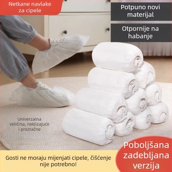 Bijele jednokratne navlake za cipele od netkanog materijala, izdržljive, za kućnu upotrebu, universalna veličina, unutarnja protukliznost