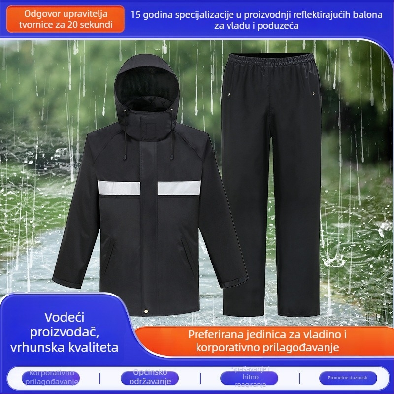 Odvojeni set kišnog kaputa i kišnih hlača za odrasle – vodootporan, reflektirajući, za vanjske aktivnosti