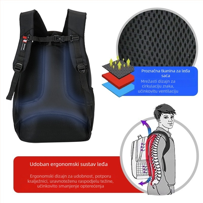 Unisex poslovni ruksak velike kapacitete 36–55L, otporan na kišu i vodu, Oxford platno, lagan luksuzan stil, za poslovna putovanja, 10-inčni prijenosnik