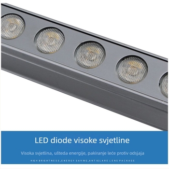 RGB vanjska svjetiljka za pranje zidova, 12W, 24V, IP65, aluminijsko kućište, 1800–6000K, 800 lm