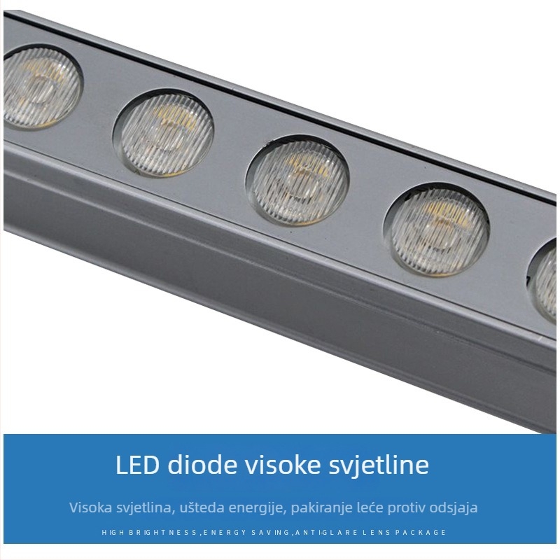 RGB vanjska svjetiljka za pranje zidova, 12W, 24V, IP65, aluminijsko kućište, 1800–6000K, 800 lm
