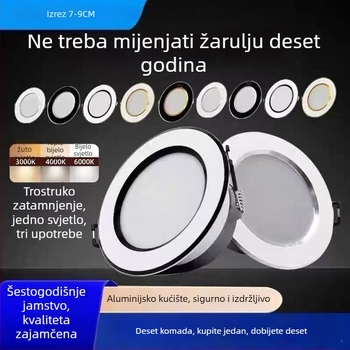 LED ugrađeni downlight za dnevni boravak, 7.5 cm, RGB prilagodljiva boja, svjetlo s promjenjivom jačinom