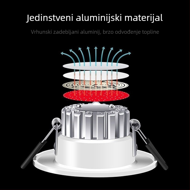 LED ugradna svjetiljka s tri boje i mogućnošću podešavanja, 7,5 cm otvor, 5W/12W, dnevni boravak