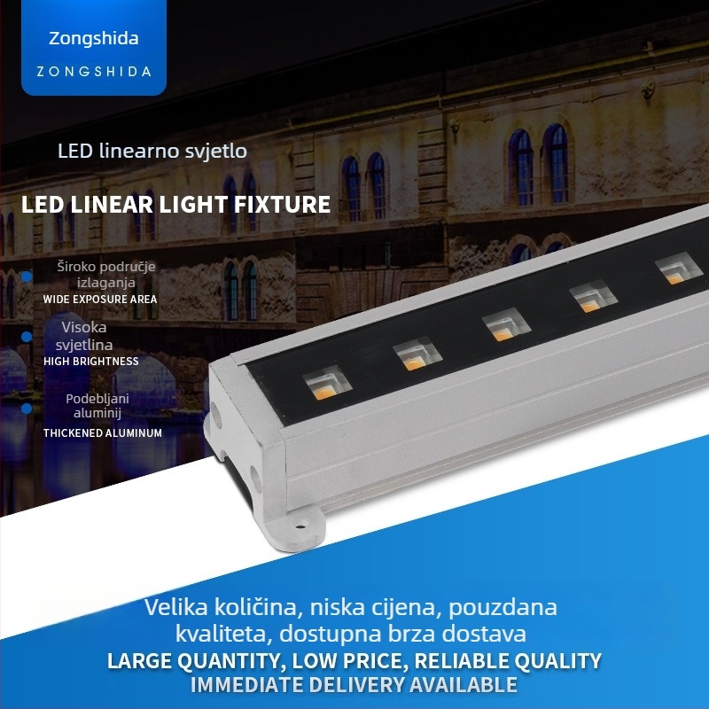LED linearno vanjsko svjetlo s antirefleksijom, 24V vodootporno, fasadno osvjetljenje – šareni konturni osvjetljenje