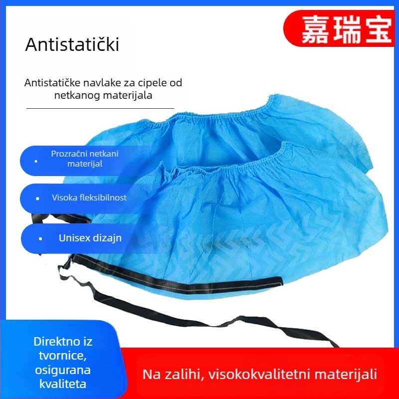 Antistatične navlake za obuću od netkanog materijala s vodljivom trakom, namijenjene elektronici, čistim radnim prostorima i laboratorijima, jednokratne.