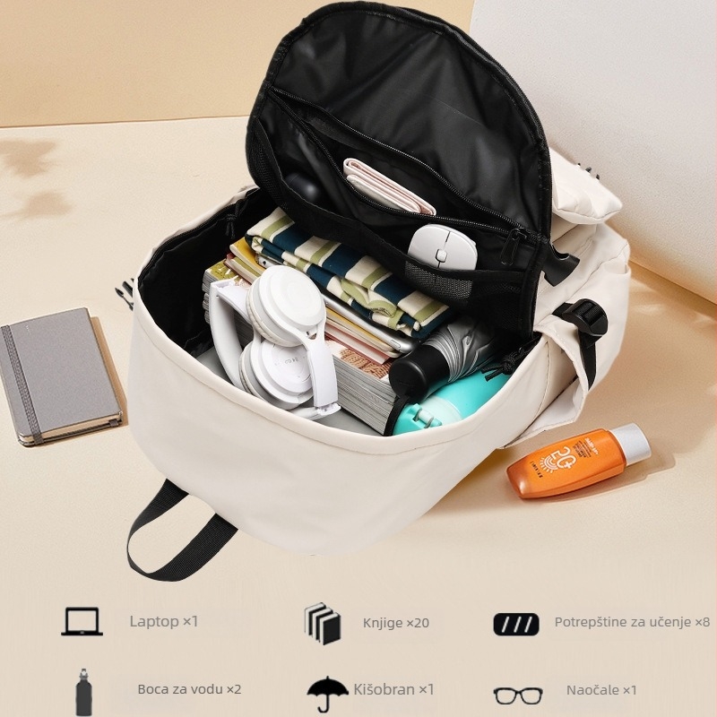 Unisex školski ruksak, jednostavan i svestran, kapacitet do 20 l, za učenike i casual putovanja