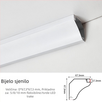LED linearna svjetiljka za pranje zida, površinska montaža, aluminijski kanal s gipsanim profilom