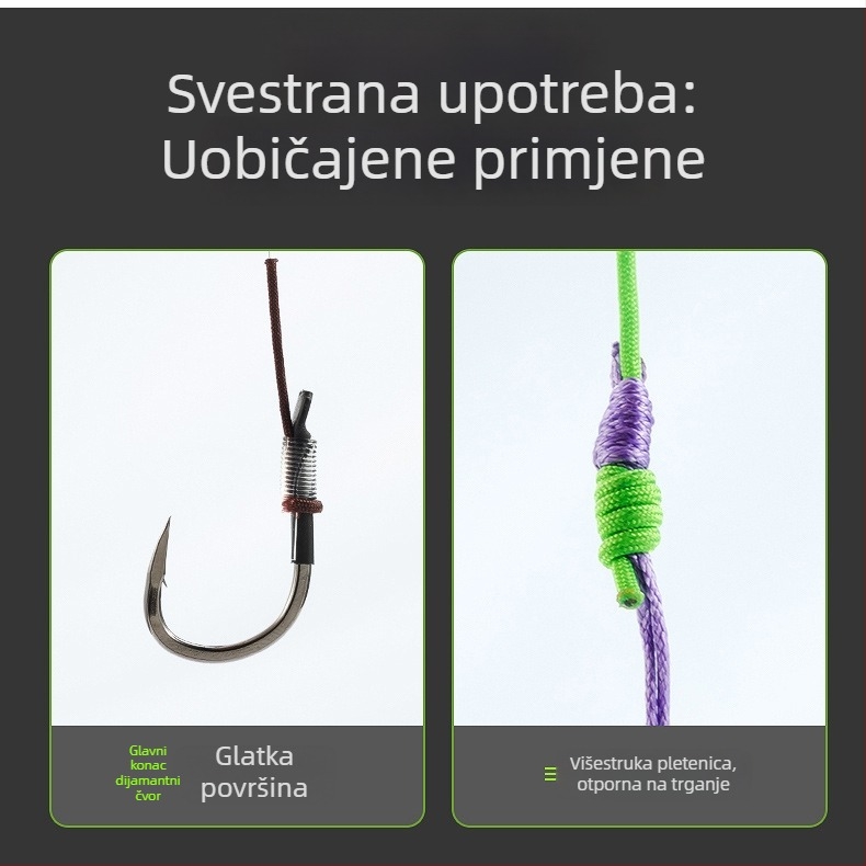 Set užeta za vrh štapa: crveni užet, glavna linija i pomoćna linija s ojačanim zaštitnim užetom i malim dodacima